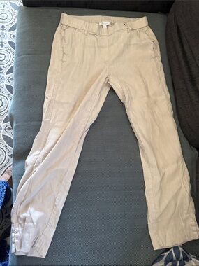 J. Jill Linen-Blend Khaki Pants - Light Beige